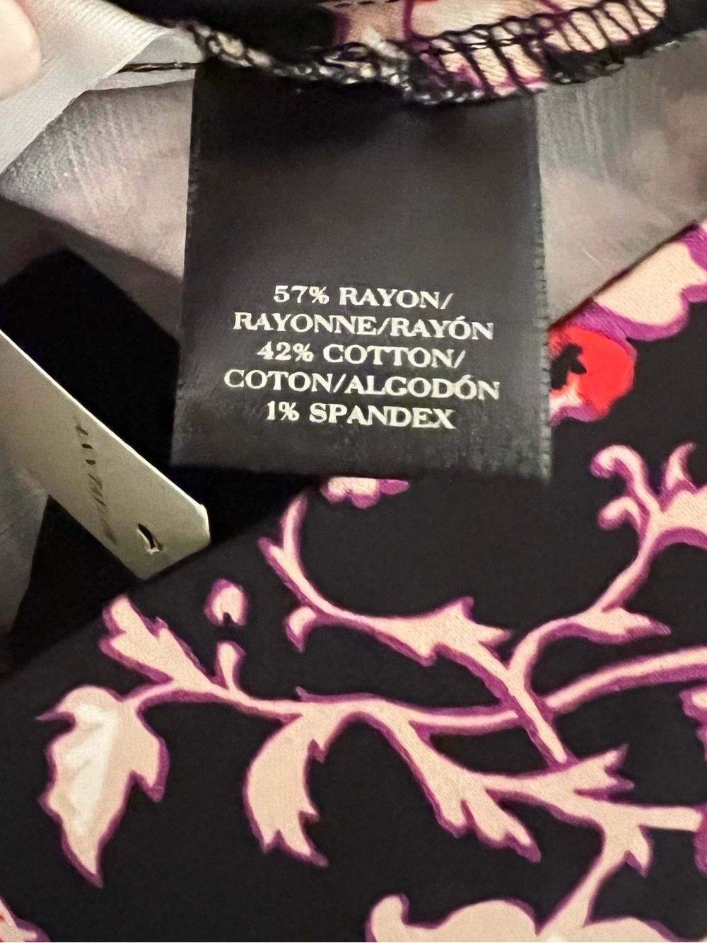 Floral Print Tapered Pants - Black with Red Floral - Picture 9 of 9